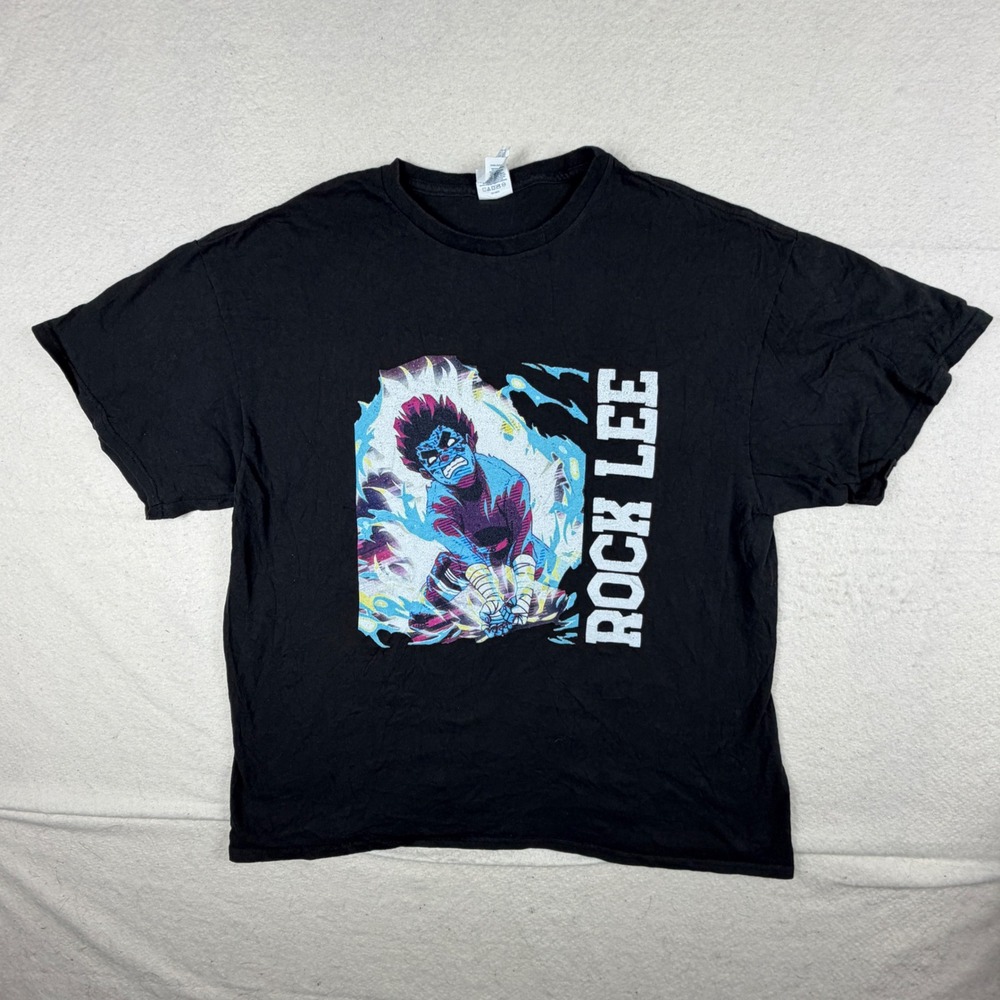 Naruto Rock Lee Graphic T-Shirt Mens XL Black Delta Pro Weight Anime Tee